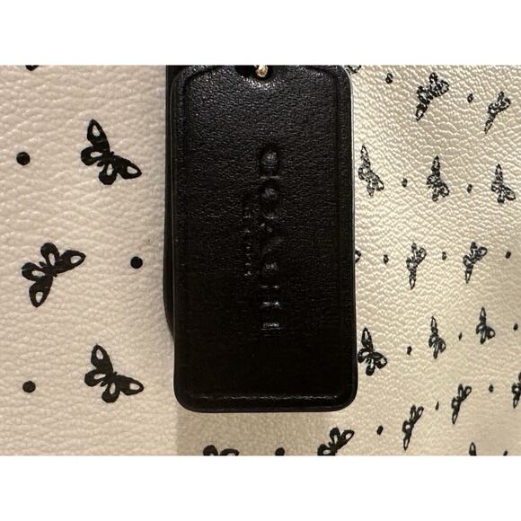 Authentic COACH Butterfly Dot Print City Top Zip Carry All Tote Ivory/Black - Picture 5 of 8